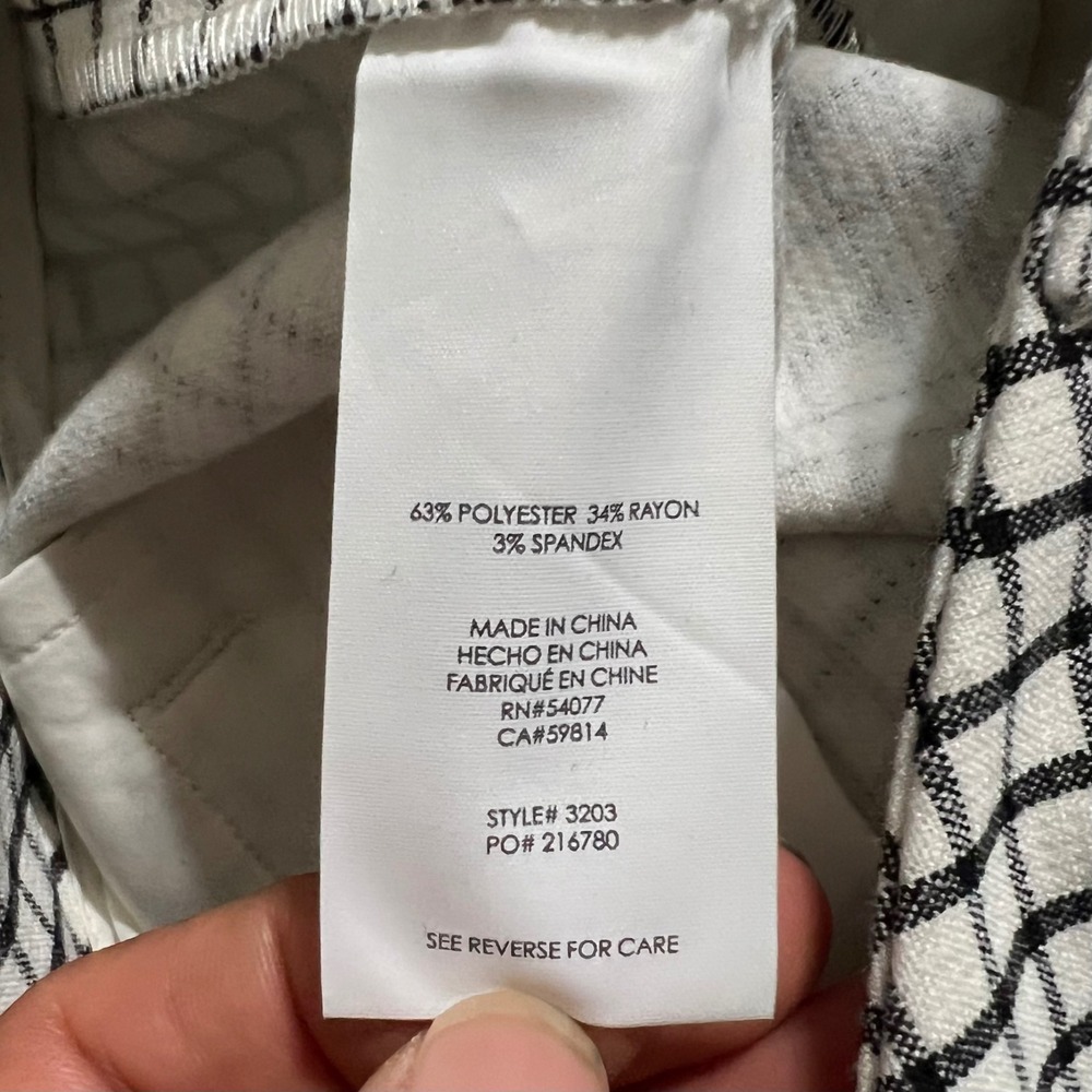 Cabi Windowpane Plaid Trousers Black White 3203 Size 2 - Picture 13 of 13